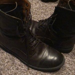 Black and Brown Calvin Klein Combat Boots